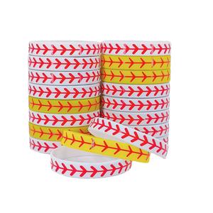 Pulsera Deportiva de Silicona para Softbol, 202mm X 12mm, Diseño con Costuras Blancas y Rojas, para Hombres y Mujeres, para Actividades de Team Building - Product Image 5