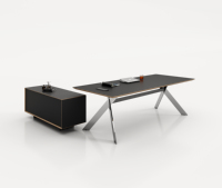 Escritorio Ejecutivo Moderno de Lujo con Paneles de Madera, Cajón de Almacenamiento para Archivos, Tamaño/Logotipo Personalizado, Mesa para Computadora de Uso Comercial