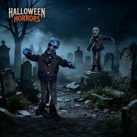 Mini-squelette Zombie Balançant d'Halloween, Fantôme Bleu et Blanc à Tête Ondulante, Nouveauté Électrique à Induction pour Maison Hantée et Fête Intérieure