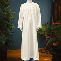 Nouvelle Collection 2026 : Qamis Crème Homme à Manches Longues – Robe Arabe Musulmane Kandura Jubba – Vêtement Islamique pour Ramadan et Aïd – Dishdasha
