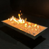 Kit de foyer à gaz rectangulaire en acier inoxydable de 75 cm pour foyer extérieur et cheminée.