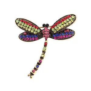 LH4519 Fashion Dragonfly Brooches Multi Color Rhinestones broche broche alliage Vintage broche