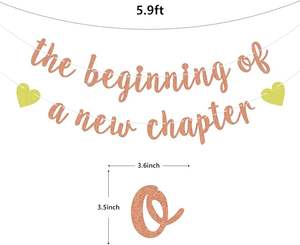 Pancarta con Brillo Dorado Rosa para el Comienzo <span class=keywords><strong>de</strong></span> un Nuevo Capítulo: Graduación, Jubilación, Baby Shower, Compromiso, Cambio <span class=keywords><strong>de</strong></span> Trabajo, <span class=keywords><strong>Despedida</strong></span> - Product Image 3