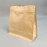 Sacs de grains de café en gros papier brun pochette à fond plat pochette à fond plat papier kraft sur pied