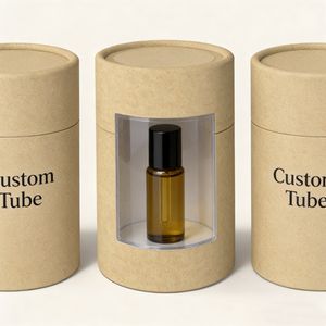 Cajas de Cartón Cilíndricas Personalizadas para Perfumes y Aceites Esenciales, Tubos de Papel Kraft Redondos para Empaque de Joyería con Ventana Transparente de PVC - Product Image 2