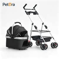 Sac de transport pliable et détachable pour animaux de compagnie Petora, poussette pour animaux de compagnie avec auvent et roues pour les voyages, les courses, les courses quotidiennes et les promenades