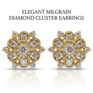 Elegantes Pendientes de Oro Amarillo de 18K con Diamantes Naturales, Diseño Floral, Estilo Vintage, Antiguo, con Detalle de Copo de Nieve, Joyería Fina, MOQ 1 pieza - Product Image 1