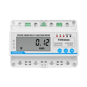 Taxnele Din Rail eléctrico kWh consumo de energía vatímetro 380V 400V trifásico medidor de energía de cuatro cables