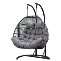 Fauteuil suspendu double moderne en métal avec support, pour 2 personnes, coussins imperméables, mobilier d'extérieur, salon, parc, salle de sport, villa