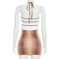 Robe moulante mini sexy Viviblook J26DS280 pour femme, sans manches, motif animalier, col halter, décontractée, pour soirée