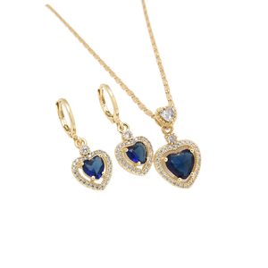 Ensemble de <span class=keywords><strong>bijoux</strong></span> Elfic Heart, collier et boucles d'oreilles pour femmes, <span class=keywords><strong>bijoux</strong></span> en gros, plaqué or 14 carats, alliage de zircon, pendentif en forme de cœur, style punk - Product Image 4