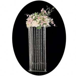 Transparent Acrylic Flower Vases with Crystal Chain Display Pedestals Wedding Party Home Decor Flower Stands <b>Table</b> Centerpieces - Product Image 2