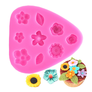 Tam Giác 3D 9 Mô Hình Nhỏ Rose Sun Flower Daisy Mận Phong Lan Lá Hình Dạng Silicone Khuôn - Product Image 1