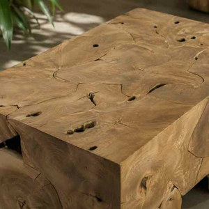 Mesa de Centro Kaze de Raíz de Teca Sólida, Rústica, Antigua, de Lujo y Duradera, Hecha a Mano para Sala de Estar y Uso en Hoteles - Product Image 1