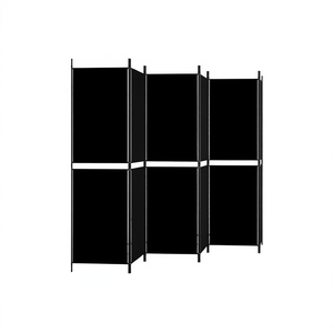 Separador de Ambientes de Tela Negra de 6 Paneles, 118.1 x 70.9 Pulgadas, Biombo Plegable, Diseño Minimalista, Partición Móvil - Product Image 1