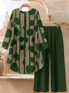 Completo Set Estivo da Donna Due Pezzi Oversize in Poliestere con Stampa a Pois, Vestibilità Ampia, Casual - Offerta Imperdibile - Product Image 2