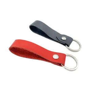 RTS 2023 custom real leather keychain with custom logo key ring personalised key chain for bag and gift