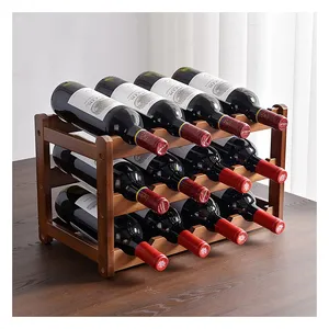 High Quality Solid Wooden Bamboo Wine Racks Home Creative Wine Bottle Rack Simple and Durable 6/8/9/12/16 Bottle Rack