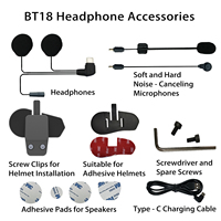 BT18-6 V5.1 Portée 1800M, Chat de groupe pour 6 utilisateurs, Partage de musique, Batterie 900mAh, 30H d'autonomie en conversation, Réduction de bruit CVC 8.0, Étanchéité IP67