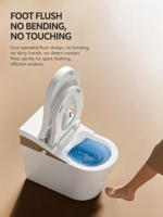 Toilette intelligente sans alimentation électrique avec drainage en S, design à poser au sol, réservoir dissimulé pour une utilisation quotidienne fiable