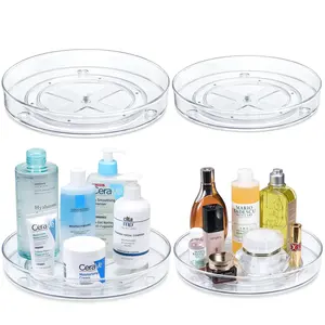 INAOUT Wholesale Custom 360 Degree PET Makeup Organizers Lazy Susan Clear Storage Turntable Rotating Organizer