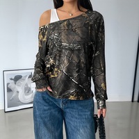 T-shirt Femme à Prix Bas, Hauts pour Femmes, T-shirts pour Dames, Top Vintage Esthétique à Manches Longues Effet Deux Pièces pour Tenue Décontractée