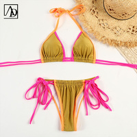Maillot de bain OEM sexy avec cordon de serrage bas effronté maillot de bain pour femmes maillot de bain personnalisé bikini à nouer sur le côté en bas
