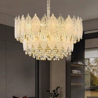 Lustre en verre et cristal suspendu, style nordique et campagnard français, pour villa et chambre d'hôtes