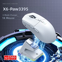 Mouse Gaming Nirkabel Attack Shark X6 RGB Touch Magnetic Charging Base PAW3395 Koneksi Tri-Mode Macro