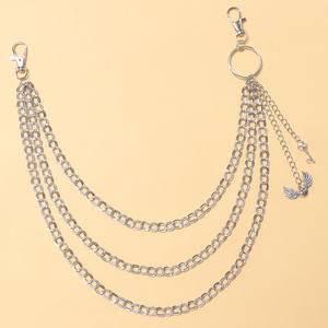 Cadena de pantalón multicapa a la moda con colgante de ala, cadena de cintura de plata tibetana para uso diario, estilo Hip Hop - Product Image 6