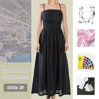 Robe longue noire en tube pour femme, froncée sur le côté, taille haute, légère, en mélange de coton, décontractée, pour la plage, vente en gros