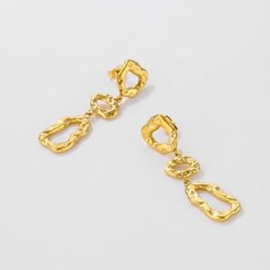 Pendientes Colgantes de Acero Inoxidable con Baño de Oro de 18K, Diseño Geométrico Irregular, de Alta Gama, con Empalmes Huecos, Impermeables, al por Mayor, para Moda - Product Image 2