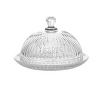 Glazen taartkap met diamantmotief en glazen bodem, transparante cloche-afdekking voor dessert, cupcake, fruit, bruiloftstafeldecoratie