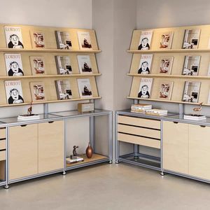 Алюминиевый профиль, витрина из березовой древесины, напольная, простая и современная многоярусная полка и стеллаж для демонстрации товаров - Product Image 2