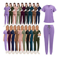Populaire Afrikaanse nieuwe elastische zachte stof medische scrubsets dames groothandel salon uniform op maat gemaakte scrubsets