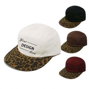 Cheetah Brim 5 Panel Snapback Cap Vintage Femmes Coton Hip Hop Street Fashion Flat Brim Hat - Product Image 1