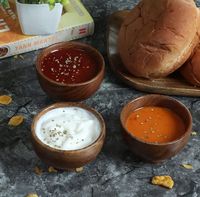 Petits bols en bois d'acacia écologiques, sculptés à la main, pour sauce, salsa