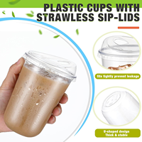Individuell Bedruckte Einweg-Plastikbecher mit Logo 12oz 14oz 16oz Transparente PET-Becher mit Deckeln