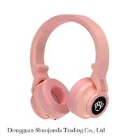 Headphone Kucing Lipat JST-31 Nirkabel Over-Ear Biru Lucu untuk Anak Perempuan Pink Headset Nirkabel Kucing Dengan Mikrofon