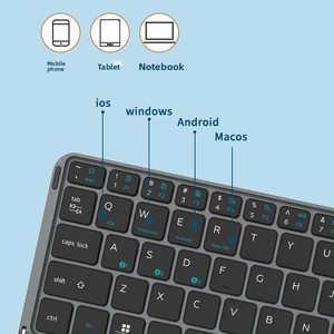 Custodia Staccabile Compatibile con <span class=keywords><strong>Tablet</strong></span> e Smartphone, Mini Tastiera Wireless per Samsung <span class=keywords><strong>Huawei</strong></span> - Product Image 4
