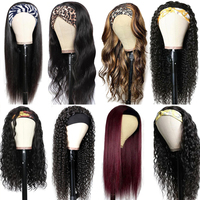 Vente en gros 12A Remy cheveux humains bandeau perruque faite à la machine pas de dentelle perruque vierge cheveux humains crépus droite bandeau perruque