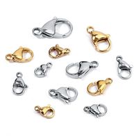 Vente en gros de fermoirs mousquetons elliptiques électroplaqués en acier inoxydable 304, à ressort, pour bijoux DIY (bracelets et colliers), finition métallique