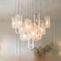 PM personnalisé luxe nuage verre lustre Villa salon Desig suspension lampe personnalisé Loft escalier haut plafonnier