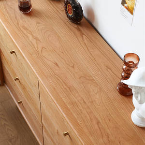 Cómoda de madera maciza de estilo japonés con seis cajones, 1200x400x890mm, cómoda de madera de cerezo para dormitorio, muebles minimalistas nórdicos - Product Image 2