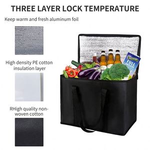 ถุงเก็บความร้อนเก็บความร้อนแบบพับเก็บได้สำหรับงานหนักขนาดใหญ่พิเศษโลโก้ตามสั่งใช้ซ้ำได้ส่งอาหารร้านขายของชำ - Product Image 4