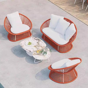 Outdoor Aluminum Alloy Rattan Combination <b>Sofa</b> Set Rattan <b>Waterproof</b> Sun Protection for Courtyard Balcony Leisure Use - Product Image 1