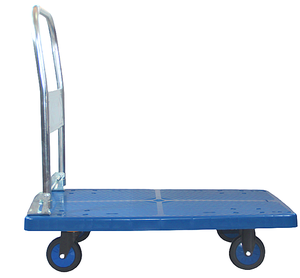 Chariot de manutention industriel silencieux pliable en plastique bleu 650*1100mm pour entrepôt, 4 roues, plateforme, capacité 500kg, garantie <span class=keywords><strong>3</strong></span> ans - Product Image 3