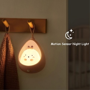 Cute Cat Motion <b>Sensor</b> <b>Night</b> <b>Light</b> Wall Lamp Rechargeable Battery-Powered Bedroom Decoration Perfect Gift for Kids Toddler - Product Image 3
