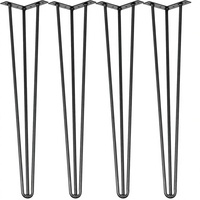 VEVOR Pieds de meubles modernes de style Mid-Century, 24 pouces, noirs, lot de 4, capacité de charge de 880 lb, robustes, en acier au carbone, pour bricolage