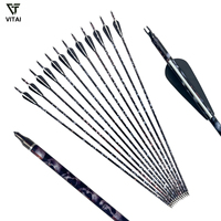 Flèches de tir à l'arc en carbone Spine 500 de 30 pouces avec motif crâne imprimé sur le fût pour la pratique et l'entraînement en extérieur